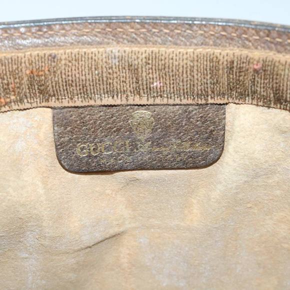 GUCCI GG Canvas Web Sherry Line Clutch Bag PVC Leather Beige Green Auth 54839 - Picture 8 of 16